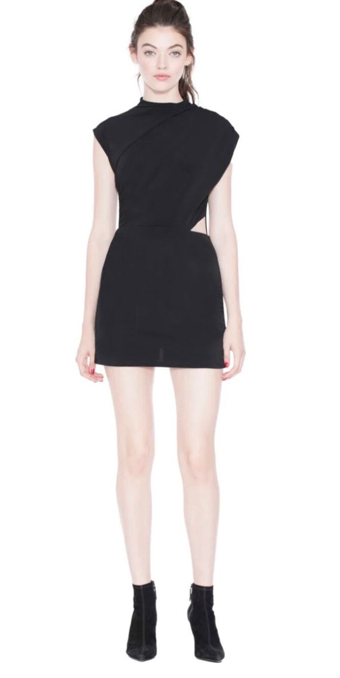 Alice + Olivia Suellen Draped Black Cutout Romper Size 4 $285